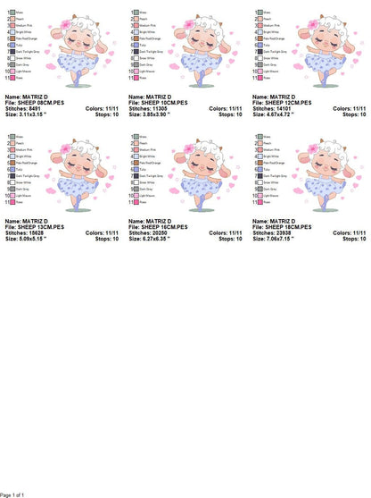 Ballerina Sheep embroidery design - Lamb Ballerina embroidery designs machine embroidery pattern - baby girl embroidery file - pes download