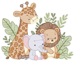 Safari embroidery designs - Animals embroidery design machine embroidery pattern - Elephant embroidery file - Giraffe embroidery Lion design