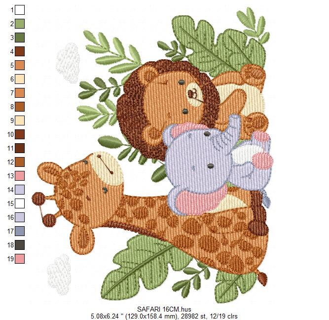 Safari embroidery designs - Animals embroidery design machine embroidery pattern - Elephant embroidery file - Giraffe embroidery Lion design Marcia Embroidery