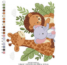 Load image into Gallery viewer, Safari embroidery designs - Animals embroidery design machine embroidery pattern - Elephant embroidery file - Giraffe embroidery Lion design
