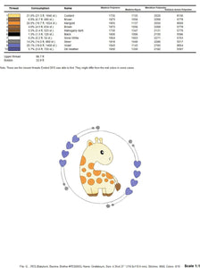 Frame Giraffe embroidery designs - Safari animals embroidery design machine embroidery pattern - Baby girl embroidery - instant download