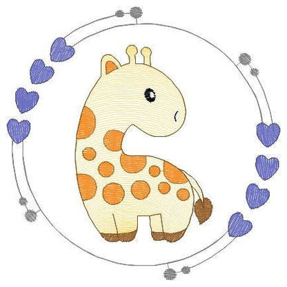 Frame Giraffe embroidery designs - Safari animals embroidery design machine embroidery pattern - Baby girl embroidery - instant download Marcia Embroidery