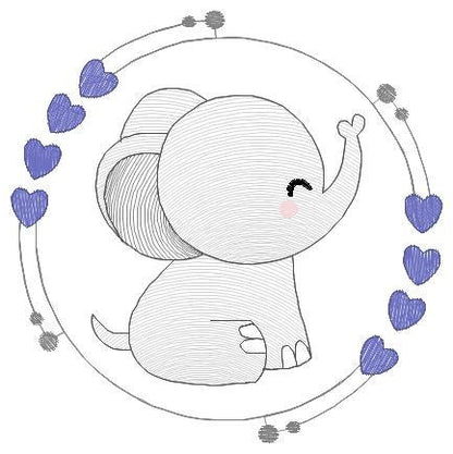 Elephant with frame embroidery designs - safari Animal embroidery design machine embroidery pattern - Baby boy embroidery file - download Marcia Embroidery