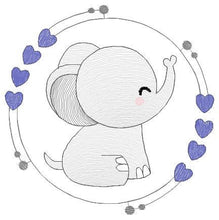 Charger l&#39;image dans la galerie, Elephant with frame embroidery designs - safari Animal embroidery design machine embroidery pattern - Baby boy embroidery file - download
