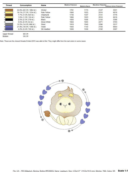 Lion with frame embroidery designs - Safari animal embroidery design machine embroidery pattern - Boy embroidery file - instant download pes Marcia Embroidery