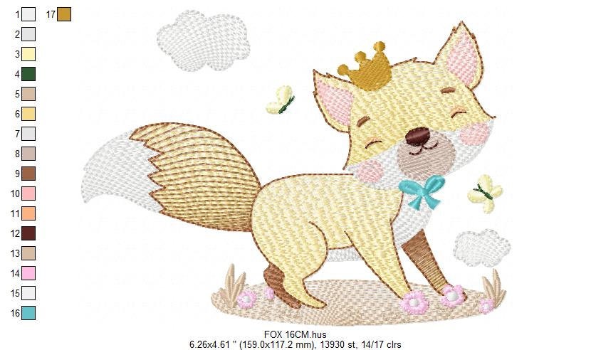 King Fox embroidery designs - Red Fox embroidery design machine embroidery pattern - Woodland Animal with crown embroidery - pes download Marcia Embroidery