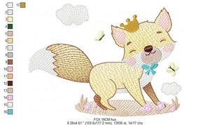 King Fox embroidery designs - Red Fox embroidery design machine embroidery pattern - Woodland Animal with crown embroidery file - download