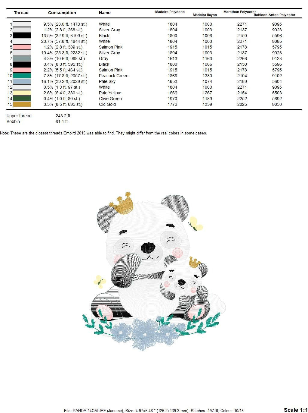 Papa Panda embroidery design - Animal embroidery designs machine embroidery pattern - Baby girl embroidery file - King Panda with young baby Marcia Embroidery
