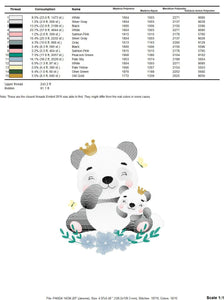 Papa Panda embroidery design - Animal embroidery designs machine embroidery pattern - Baby girl embroidery file - King Panda with young baby