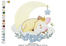 Cargar imagen en el visor de la galería, Deer embroidery design - Animal embroidery designs machine embroidery pattern - Florest embroidery file - Baby boy embroidery Woodland jef
