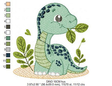 Load image into Gallery viewer, Dinosaur embroidery designs - Dino embroidery design machine embroidery pattern - instant download - Baby boy embroidery file brontosaurus
