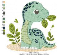 Charger l&#39;image dans la galerie, Dinosaur embroidery designs - Dino embroidery design machine embroidery pattern - instant download - Baby boy embroidery file brontosaurus
