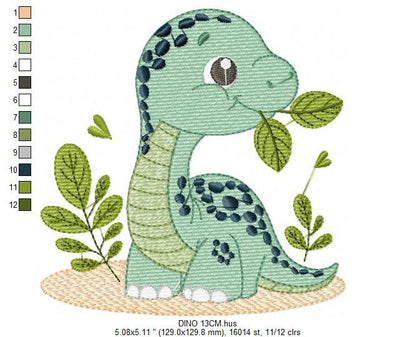 Dinosaur embroidery designs - Dino embroidery design machine embroidery pattern - instant download - Baby boy embroidery file brontosaurus