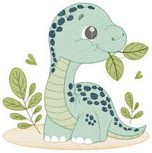 Charger l&#39;image dans la galerie, Dinosaur embroidery designs - Dino embroidery design machine embroidery pattern - instant download - Baby boy embroidery file brontosaurus
