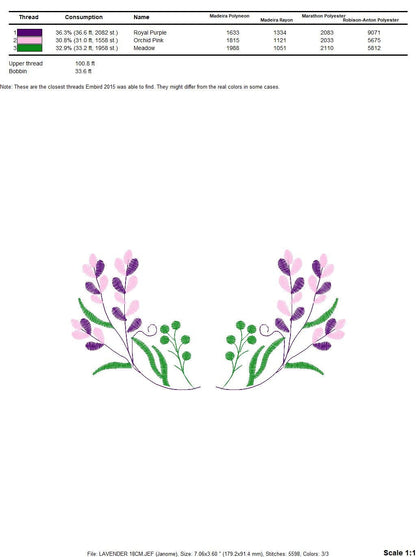 Lavender embroidery designs - Flowers embroidery design machine embroidery pattern - Kitchen Tea towel embroidery file - instant download Marcia Embroidery