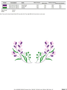 Lavender embroidery designs - Flowers embroidery design machine embroidery pattern - Kitchen Tea towel embroidery file - instant download