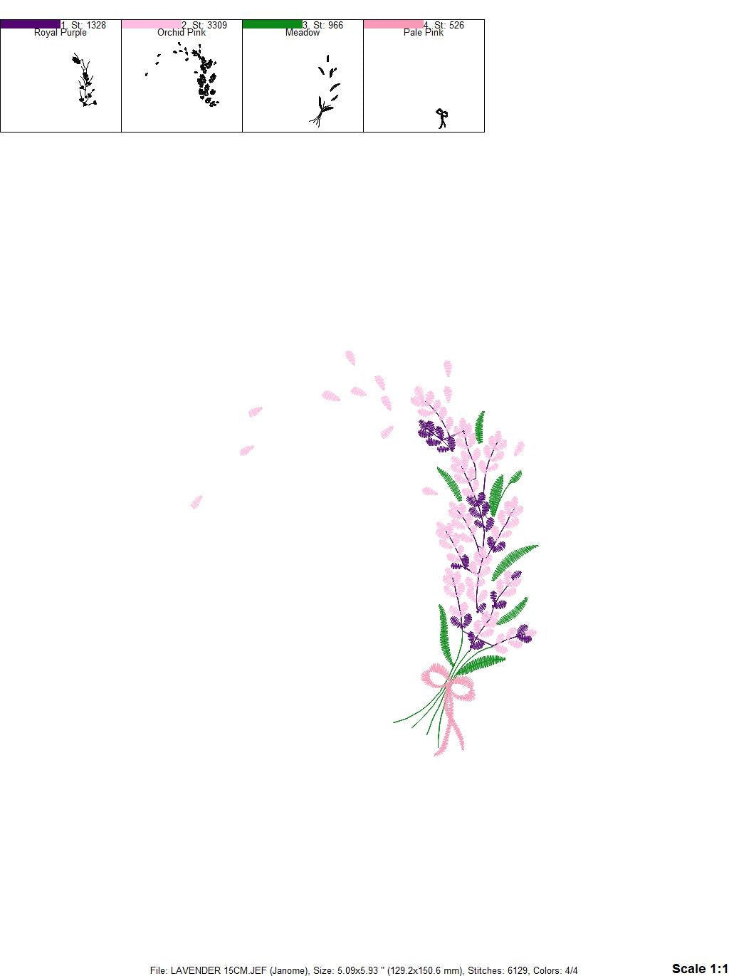 Lavender embroidery designs - Flower Bouquet embroidery design machine embroidery pattern - Kitchen towel embroidery file - download hus dst