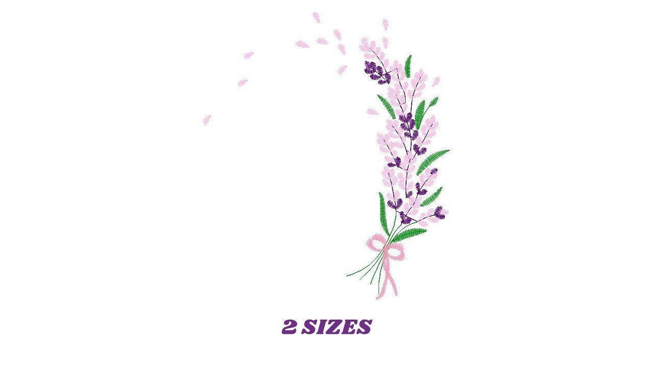 Lavender embroidery designs - Flower Bouquet embroidery design machine embroidery pattern - Kitchen towel embroidery file - download hus dst