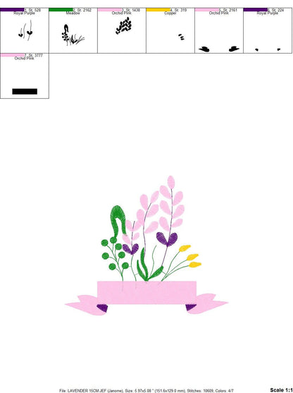 Lavender embroidery designs - Spring flowers embroidery design machine embroidery pattern - Kitchen towel embroidery file - kitchen cloth Marcia Embroidery