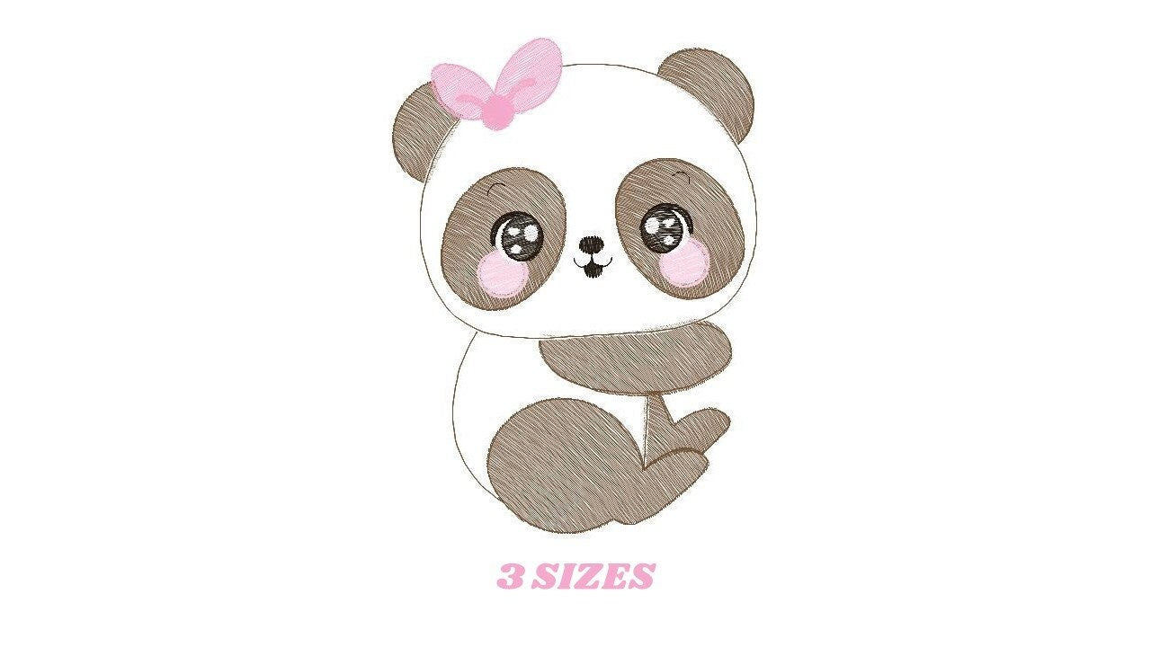 Panda embroidery design - Animal embroidery designs machine embroidery pattern - Baby girl embroidery file - Cute Sweet Panda download pes Marcia Embroidery