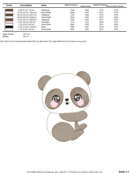 Panda embroidery design - Animal embroidery designs machine embroidery pattern - Baby boy embroidery file - Male Panda instant download pes Marcia Embroidery