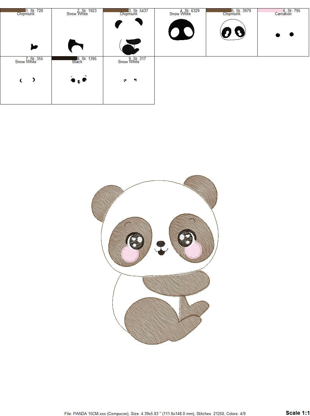 Panda embroidery design - Animal embroidery designs machine embroidery pattern - Baby boy embroidery file - Male Panda instant download pes Marcia Embroidery
