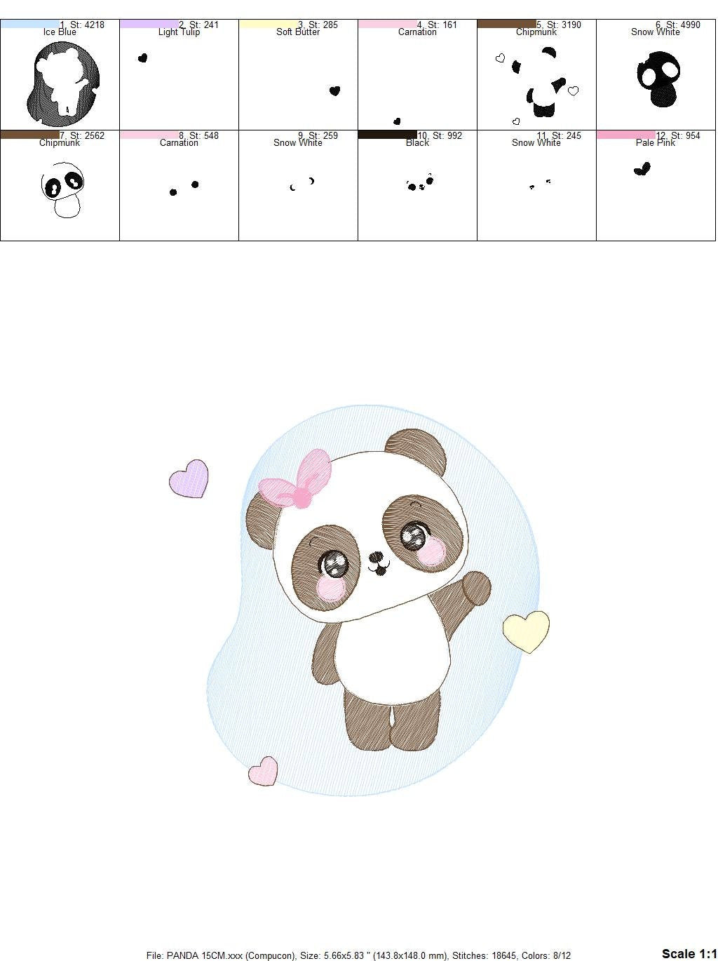 Female Panda embroidery design - Animal embroidery designs machine embroidery pattern - Baby girl embroidery file - Cute Sweet Panda design Marcia Embroidery