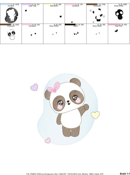 Female Panda embroidery design - Animal embroidery designs machine embroidery pattern - Baby girl embroidery file - Cute Sweet Panda design Marcia Embroidery