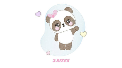 Female Panda embroidery design - Animal embroidery designs machine embroidery pattern - Baby girl embroidery file - Cute Sweet Panda design Marcia Embroidery