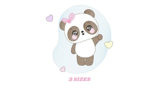 Female Panda embroidery design - Animal embroidery designs machine embroidery pattern - Baby girl embroidery file - Cute Sweet Panda design Marcia Embroidery