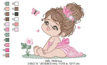 Laden Sie das Bild in den Galerie-Viewer, Baby girl embroidery designs - Princess embroidery design machine embroidery pattern - girl with flower embroidery file - Beauty pageant pes
