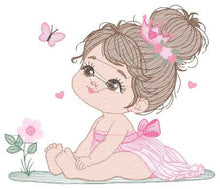 Laden Sie das Bild in den Galerie-Viewer, Baby girl embroidery designs - Princess embroidery design machine embroidery pattern - girl with flower embroidery file - Beauty pageant pes
