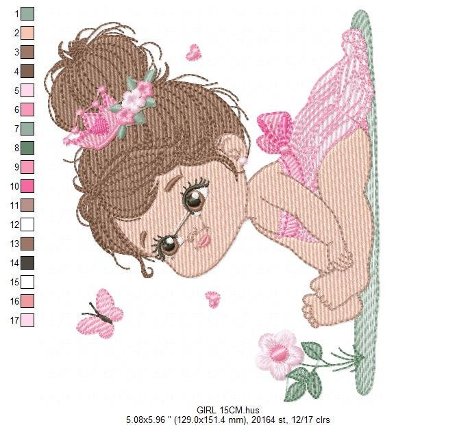 Baby girl embroidery designs - Princess embroidery design machine embroidery pattern - girl with flower embroidery file - Beauty pageant pes