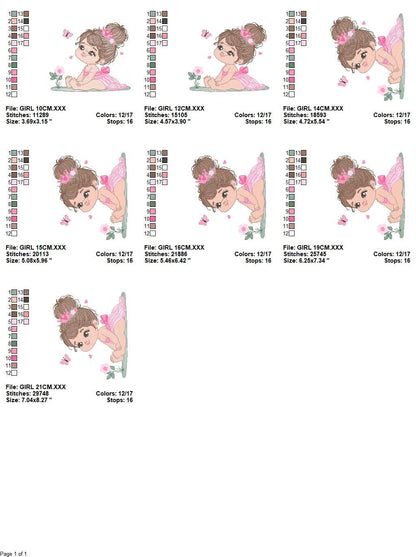 Baby girl embroidery designs - Princess embroidery design machine embroidery pattern - girl with flower embroidery file - Beauty pageant pes