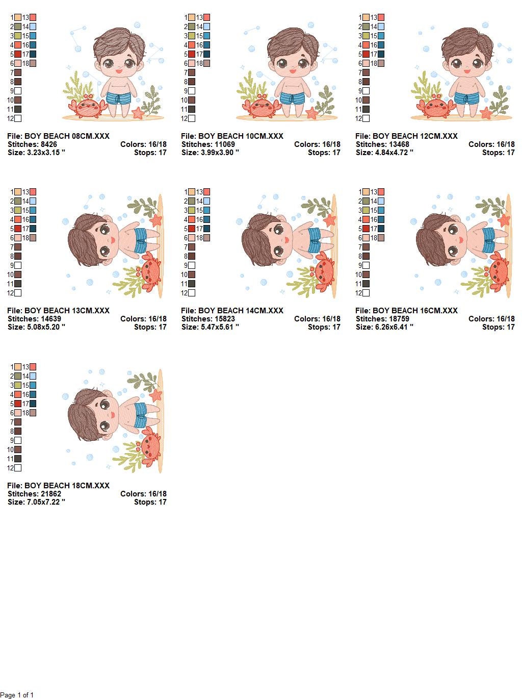 Swimmer embroidery designs - Baby boy with swim trunks machine pattern - Boy with crab and starfish at the beach - Instant digital download