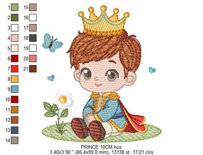 Prince embroidery designs - King embroidery design machine embroidery pattern - Baby boy embroidery file - Fairytale digital download pes