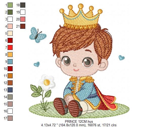 Prince embroidery designs - King embroidery design machine embroidery pattern - Baby boy embroidery file - Fairytale digital download pes