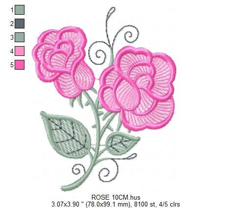 Roses embroidery designs - Flower machine embroidery pattern - Rose embroidery file - Flowers for Kitchen towels - Instant download pes jef