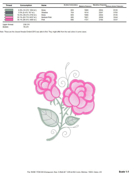 Roses embroidery designs - Flower machine embroidery pattern - Rose embroidery file - Flowers for Kitchen towels - Instant download pes jef