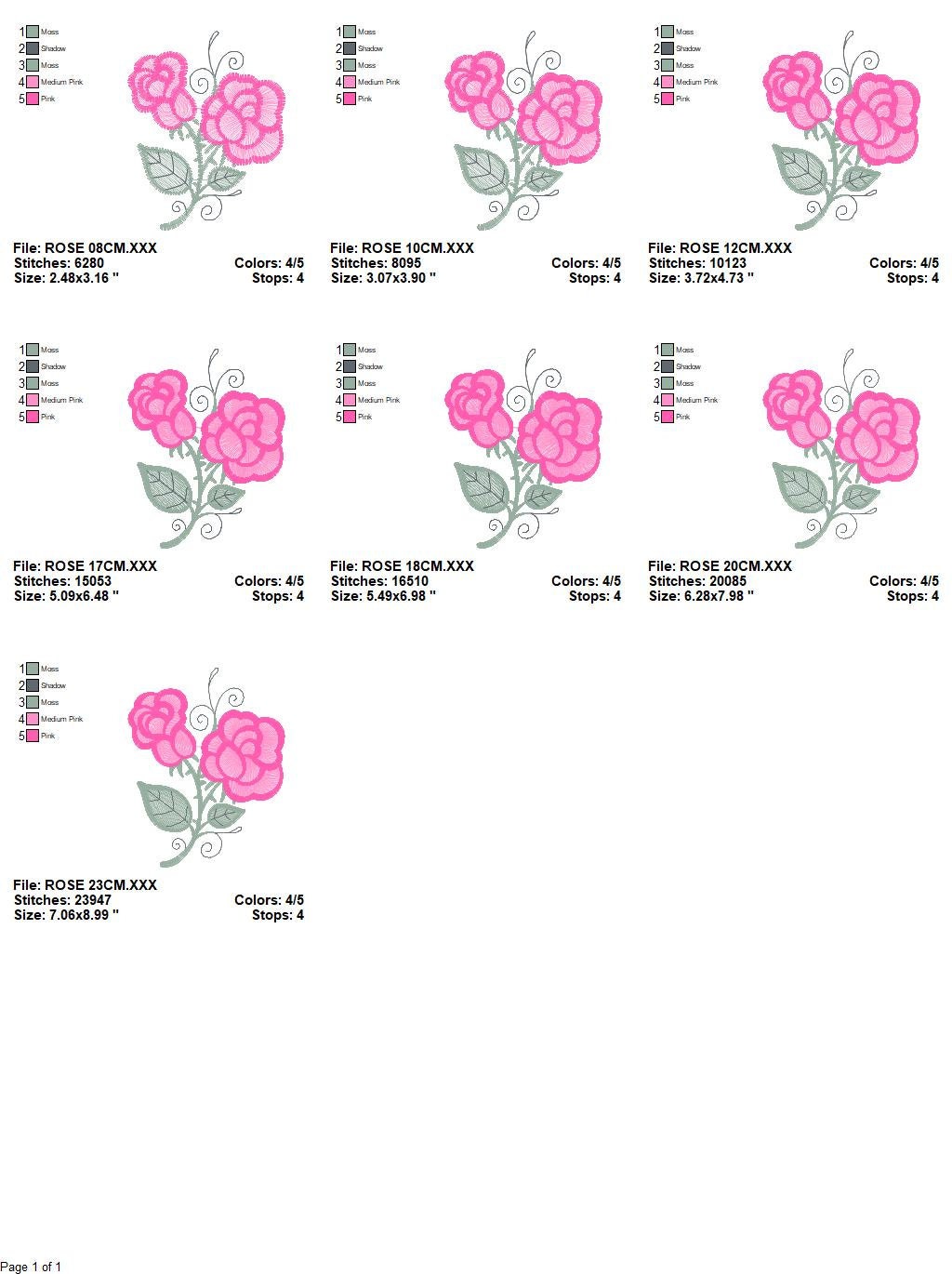 Roses embroidery designs - Flower machine embroidery pattern - Rose embroidery file - Flowers for Kitchen towels - Instant download pes jef