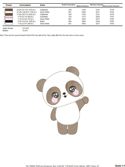 Male Panda embroidery design - Wild Bear Animal embroidery designs machine embroidery pattern - Baby boy embroidery file - instant download Marcia Embroidery