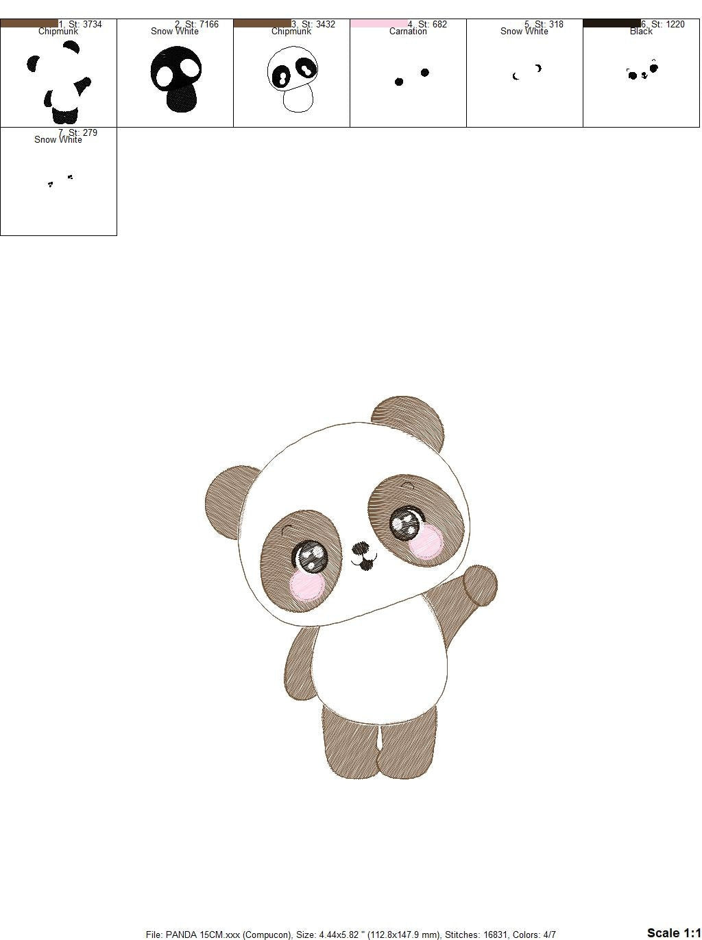 Male Panda embroidery design - Wild Bear Animal embroidery designs machine embroidery pattern - Baby boy embroidery file - instant download Marcia Embroidery