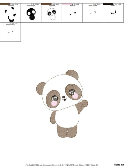Male Panda embroidery design - Wild Bear Animal embroidery designs machine embroidery pattern - Baby boy embroidery file - instant download Marcia Embroidery
