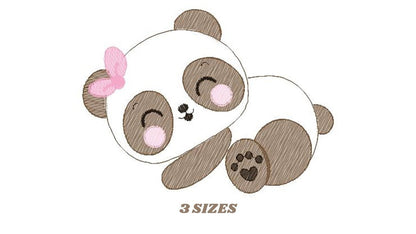 Sleeping Panda embroidery design - Female Animal embroidery designs machine embroidery pattern - Baby girl embroidery file  instant download Marcia Embroidery