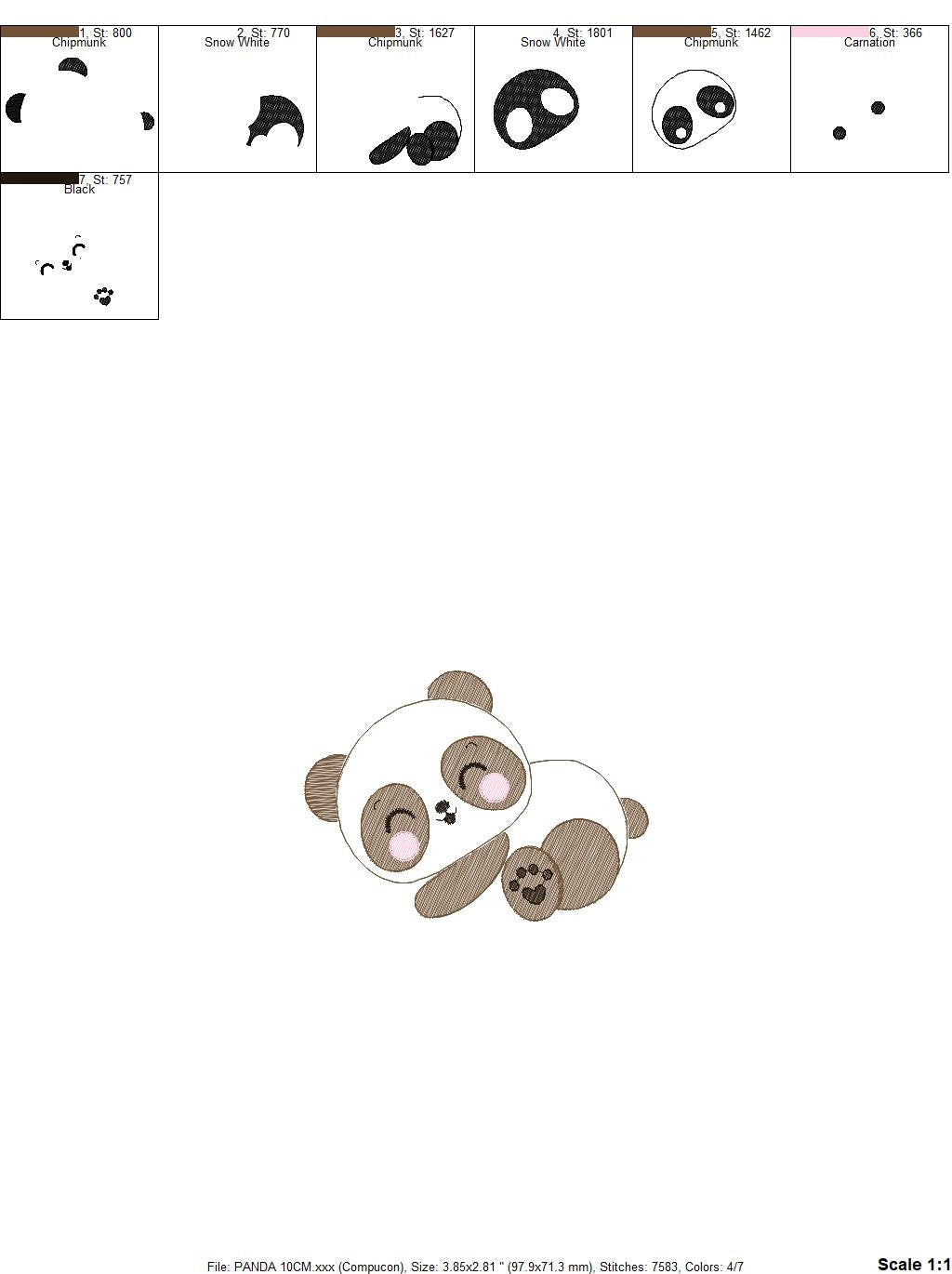 Sleeeping Panda embroidery design - Animal embroidery designs machine embroidery pattern - Baby boy embroidery file - instant download jef Marcia Embroidery