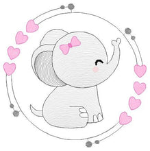 Load image into Gallery viewer, Elephant face embroidery designs - Animal embroidery design machine embroidery pattern - Baby girl embroidery - Elephant with heart frame
