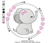 Charger l&#39;image dans la galerie, Elephant face embroidery designs - Animal embroidery design machine embroidery pattern - Baby girl embroidery - Elephant with heart frame
