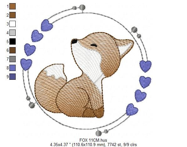 Fox embroidery designs - Red Fox embroidery design machine embroidery pattern - Animal embroidery file - Baby boy design pes jef vp3 frame