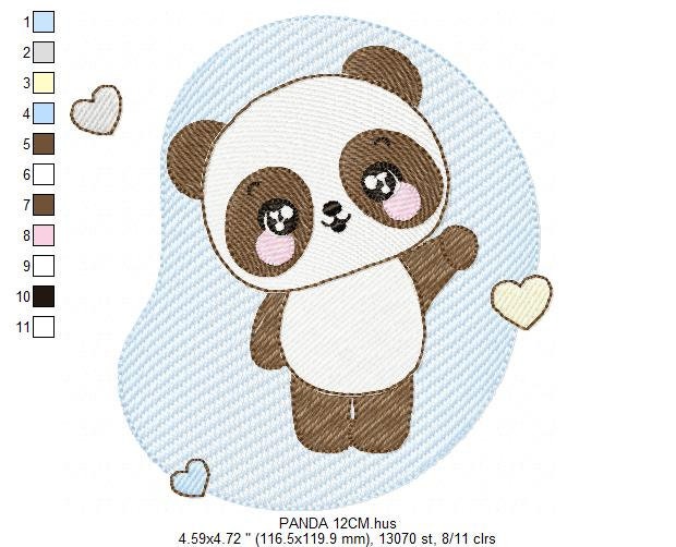 Male Panda embroidery design - Animal embroidery designs machine embroidery pattern - Baby boy embroidery file - Male Panda instant download