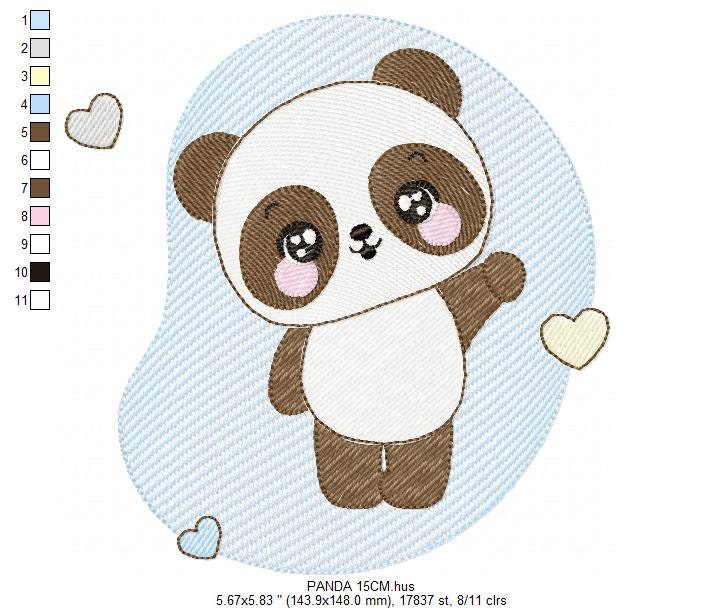 Male Panda embroidery design - Animal embroidery designs machine embroidery pattern - Baby boy embroidery file - Male Panda instant download
